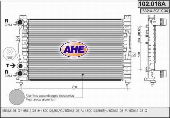 AHE 102.018/A - Radiatore, Raffreddamento motore autozon.pro