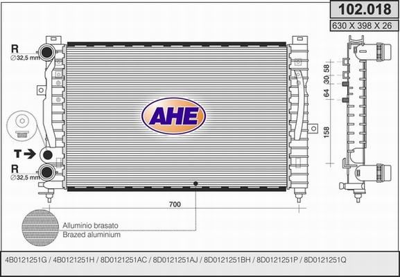 AHE 102.018 - Radiatore, Raffreddamento motore autozon.pro