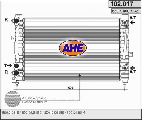 AHE 102.017 - Radiatore, Raffreddamento motore autozon.pro