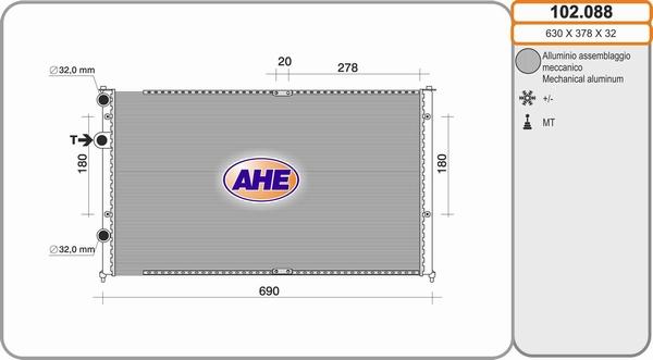 AHE 102.088 - Radiatore, Raffreddamento motore autozon.pro