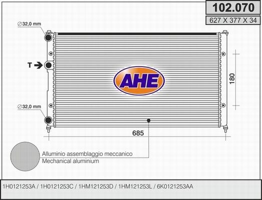 AHE 102.070 - Radiatore, Raffreddamento motore autozon.pro