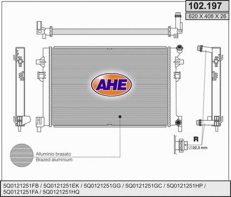 AHE 102.197 - Radiatore, Raffreddamento motore autozon.pro