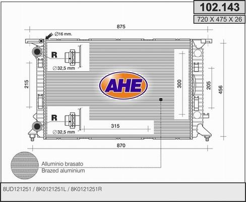 AHE 102.143 - Radiatore, Raffreddamento motore autozon.pro