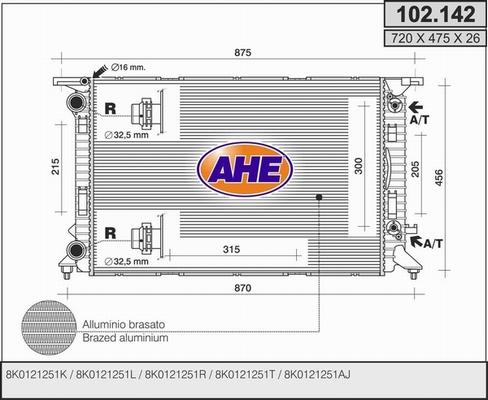 AHE 102.142 - Radiatore, Raffreddamento motore autozon.pro