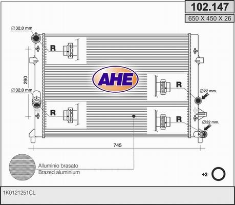 AHE 102.147 - Radiatore, Raffreddamento motore autozon.pro