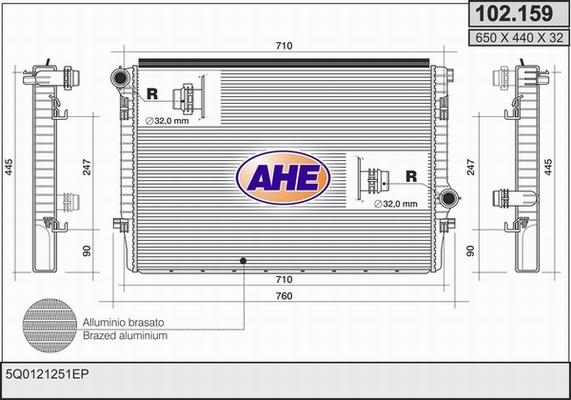 AHE 102.159 - Radiatore, Raffreddamento motore autozon.pro