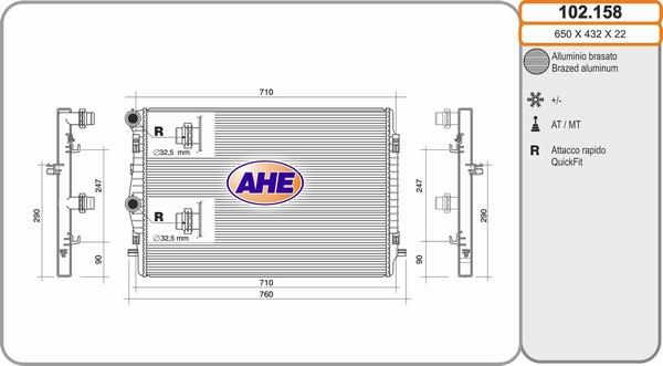 AHE 102.158 - Radiatore, Raffreddamento motore autozon.pro