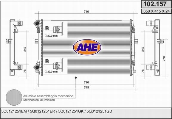 AHE 102.157 - Radiatore, Raffreddamento motore autozon.pro