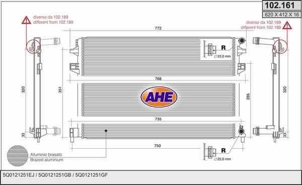 AHE 102.161 - Radiatore, Raffreddamento motore autozon.pro