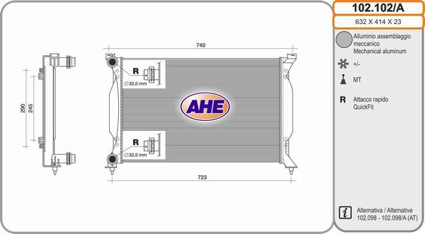 AHE 102.102/A - Radiatore, Raffreddamento motore autozon.pro