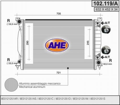 AHE 102.119/A - Radiatore, Raffreddamento motore autozon.pro