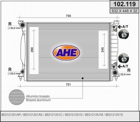 AHE 102.119 - Radiatore, Raffreddamento motore autozon.pro