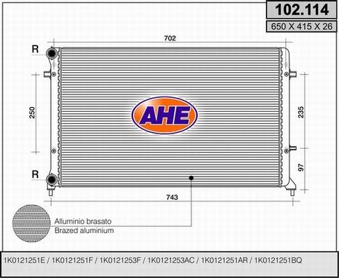 AHE 102.114 - Radiatore, Raffreddamento motore autozon.pro