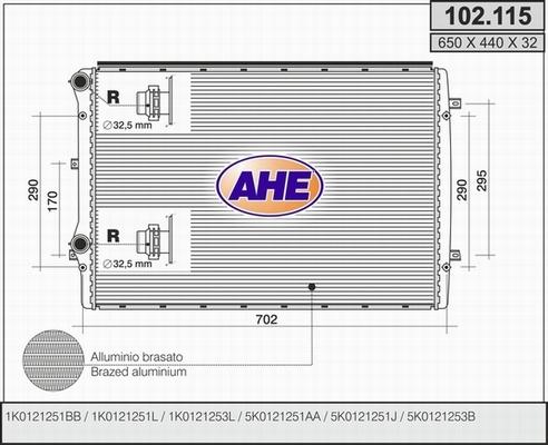 AHE 102.115 - Radiatore, Raffreddamento motore autozon.pro