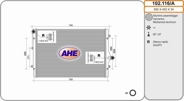 AHE 102.116/A - Radiatore, Raffreddamento motore autozon.pro