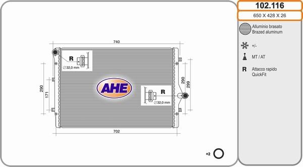 AHE 102.116 - Radiatore, Raffreddamento motore autozon.pro