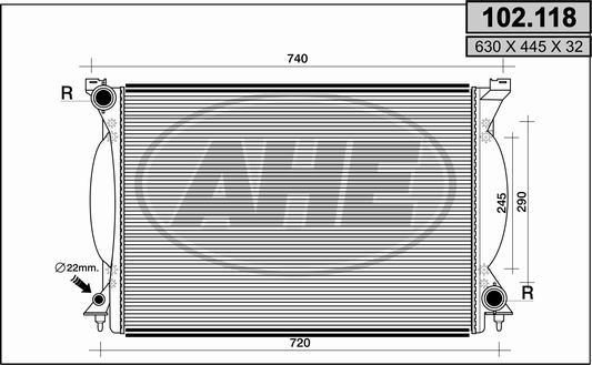 AHE 102.118 - Radiatore, Raffreddamento motore autozon.pro