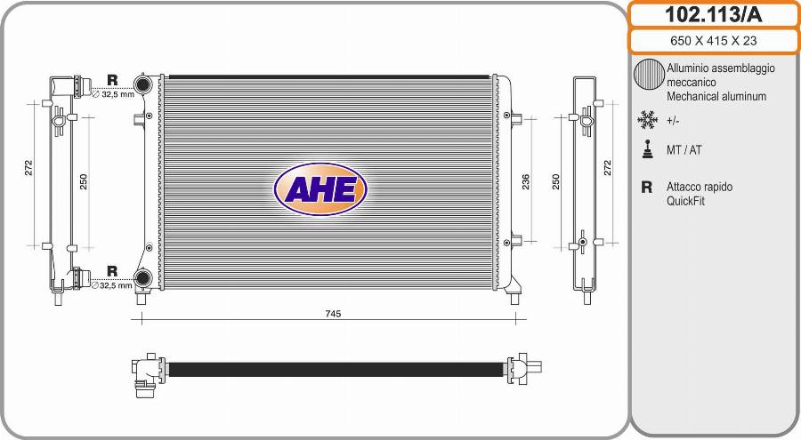 AHE 102.113/A - Radiatore, Raffreddamento motore autozon.pro