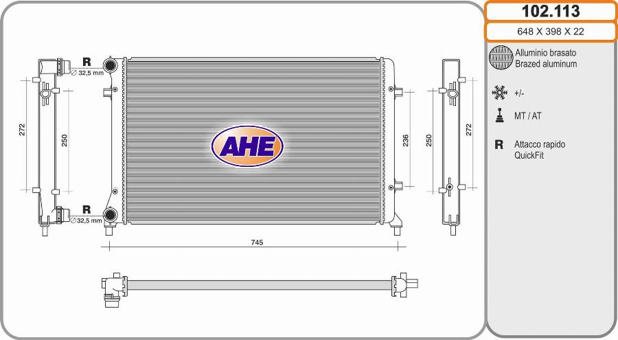 AHE 102.113 - Radiatore, Raffreddamento motore autozon.pro