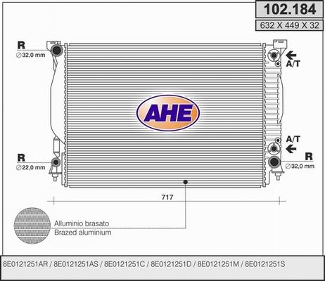 AHE 102.184 - Radiatore, Raffreddamento motore autozon.pro