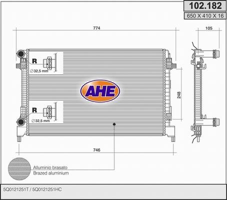 AHE 102.182 - Radiatore, Raffreddamento motore autozon.pro