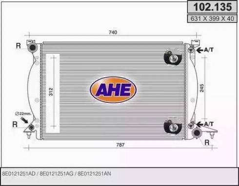 AHE 102.135 - Radiatore, Raffreddamento motore autozon.pro