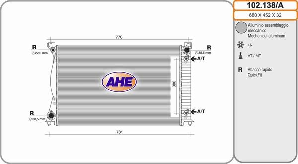 AHE 102.138/A - Radiatore, Raffreddamento motore autozon.pro