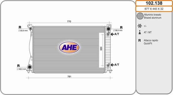 AHE 102.138 - Radiatore, Raffreddamento motore autozon.pro