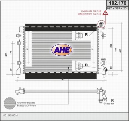 AHE 102.176 - Radiatore, Raffreddamento motore autozon.pro