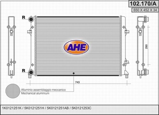 AHE 102.170/A - Radiatore, Raffreddamento motore autozon.pro