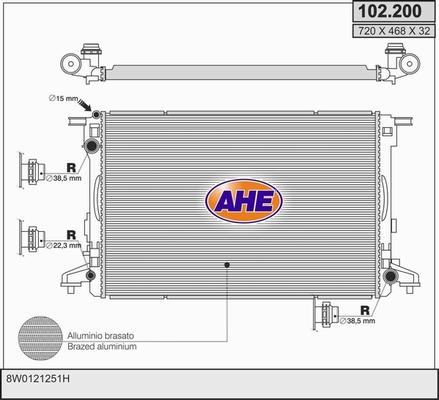 AHE 102.200 - Radiatore, Raffreddamento motore autozon.pro