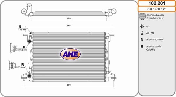 AHE 102.201 - Radiatore, Raffreddamento motore autozon.pro