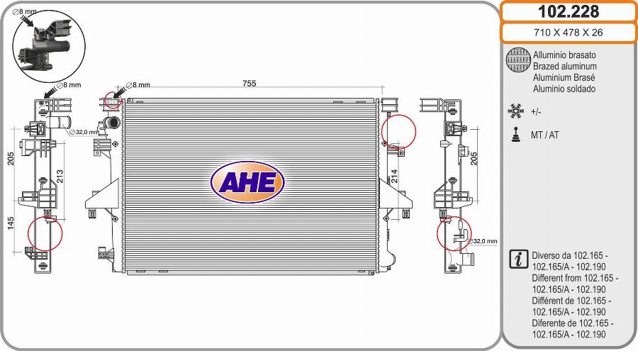 AHE 102.228 - Radiatore, Raffreddamento motore autozon.pro