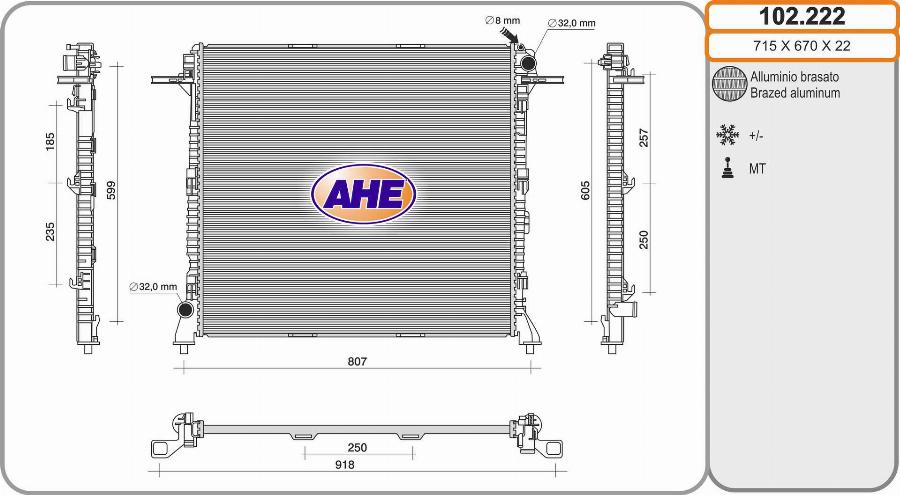 AHE 102.222 - Radiatore, Raffreddamento motore autozon.pro