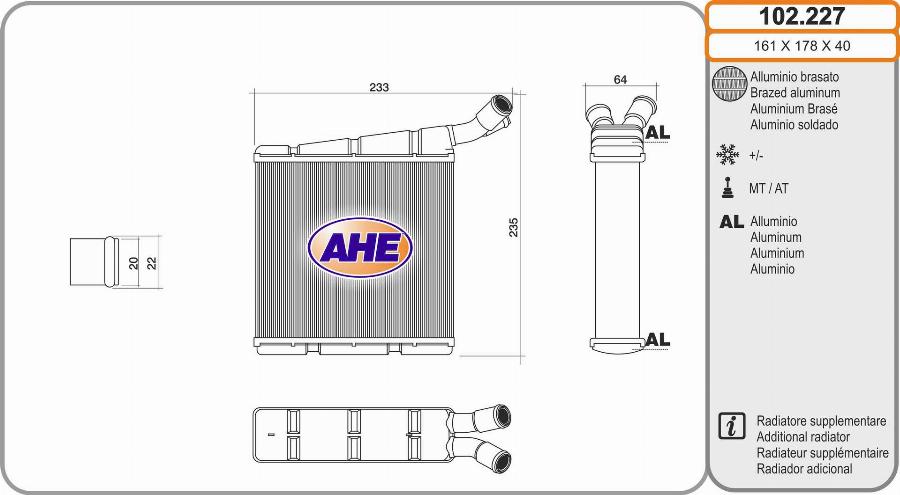 AHE 102.227 - Radiatore, Raffreddamento motore autozon.pro