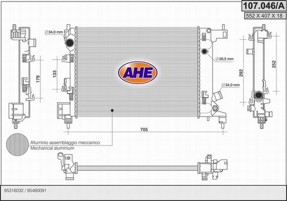 AHE 107.046/A - Radiatore, Raffreddamento motore autozon.pro