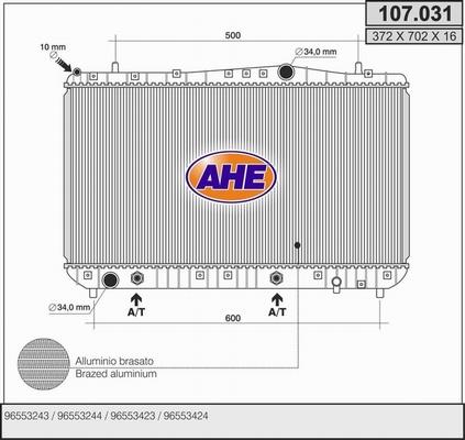 AHE 107.031 - Radiatore, Raffreddamento motore autozon.pro