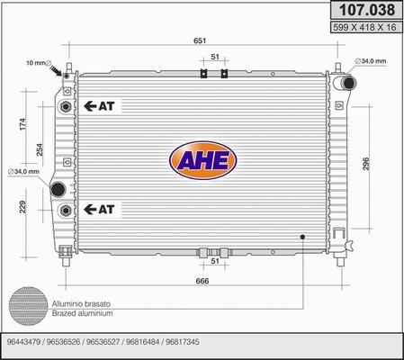 AHE 107.038 - Radiatore, Raffreddamento motore autozon.pro