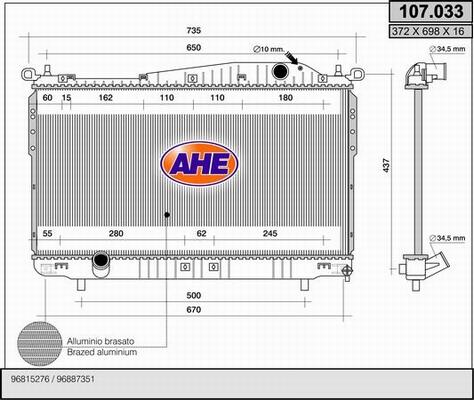 AHE 107.033 - Radiatore, Raffreddamento motore autozon.pro