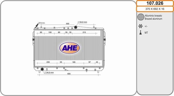 AHE 107.026 - Radiatore, Raffreddamento motore autozon.pro