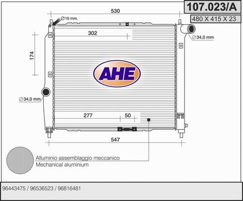 AHE 107.023/A - Radiatore, Raffreddamento motore autozon.pro