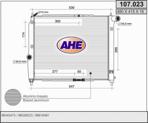 AHE 107.023 - Radiatore, Raffreddamento motore autozon.pro