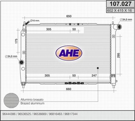 AHE 107.027 - Radiatore, Raffreddamento motore autozon.pro