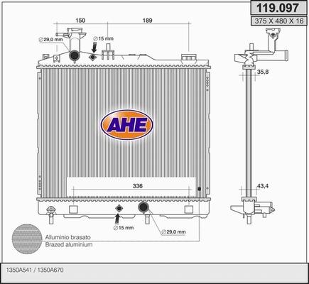 AHE 119.097 - Radiatore, Raffreddamento motore autozon.pro