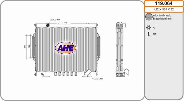 AHE 119.064 - Radiatore, Raffreddamento motore autozon.pro