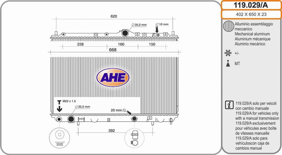 AHE 119.029/A - Radiatore, Raffreddamento motore autozon.pro