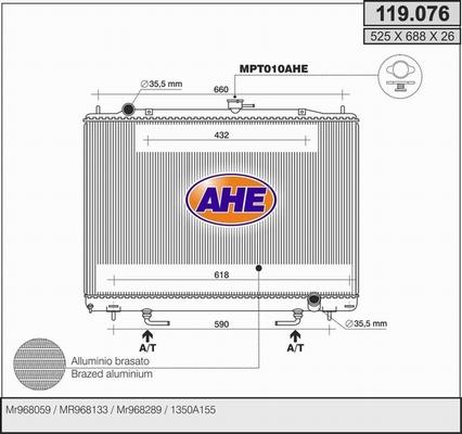 AHE 119.076 - Radiatore, Raffreddamento motore autozon.pro