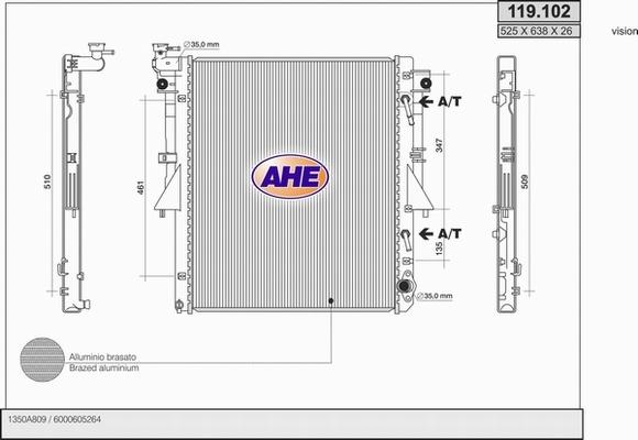 AHE 119.102 - Radiatore, Raffreddamento motore autozon.pro