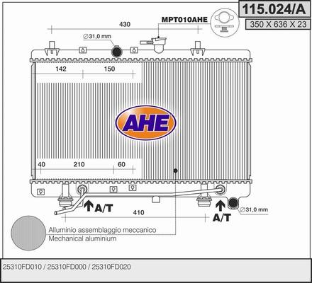 AHE 115.024/A - Radiatore, Raffreddamento motore autozon.pro