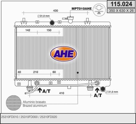 AHE 115.024 - Radiatore, Raffreddamento motore autozon.pro